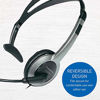 Picture of Panasonic KX-TCA430 Comfort-Fit, Foldable Headset with Flexible Noise-Cancelling Microphone and Volume Control, Regular, Grey/Silver