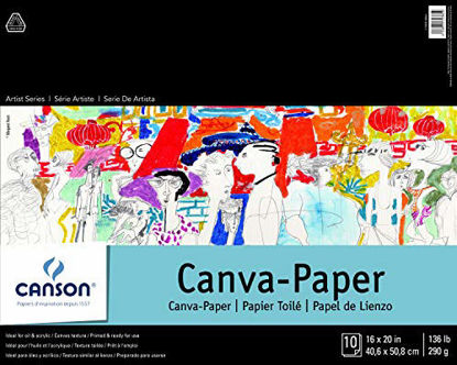 Picture of Canson 100510843 Foundation Series Canva-Paper Pad Primed for Oil or Acrylic Paints, Top Bound, 136 Pound, 16 x 20 Inch, 10 Sheets, 16" x 20", 0