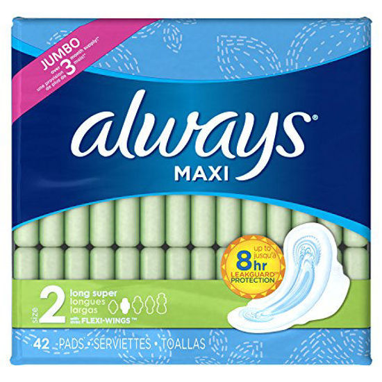 Picture of ALWAYS Maxi Size 2 Super Pads With Wings Unscented, 42 Count