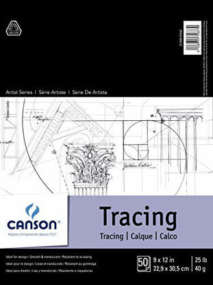 Picture of Canson Foundation Tracing Paper Pad for Ink, Pencil and Markers, Fold Over, 25 Pound, 9 x 12 Inch, 50 Sheets