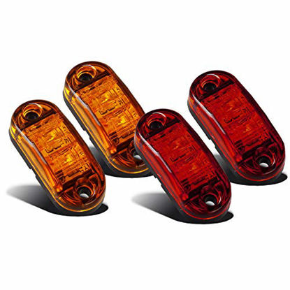 Picture of Amber Red 2.5" 2 Diode Oval LED Trailer Truck Clearance Light Side Marker Light 4PCS, Surface Mount Little Boat Marine Led Lights RV Camper Accessories