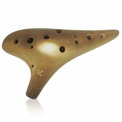 Picture of "Rhythm of Earth" 12 Hole Alto C Smoked Straw Fire Ocarina, a Fantastic Ocarina for Performance, Special Designed By Ocarinawind Christmas Gift Idea