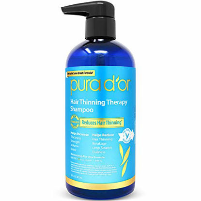 Picture of PURA D'OR Hair Thinning Therapy Biotin Shampoo ORIGINAL Scent (16 oz) w/Argan Oil, Herbal DHT Blockers, Zero Sulfates, Natural Ingredients For Men & Women, All Hair Types (Packaging may vary)