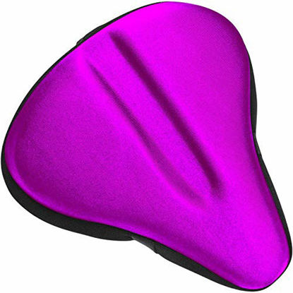 Picture of Bikeroo Large Bike Seat Cushion - Wide Gel Soft Pad Most Comfortable Exercise Bicycle Saddle Cover for Women and Men - Fits Spin and Stationary Bikes