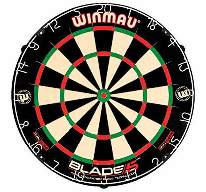 Picture of Winmau Blade 5 Dual Core Bristle Dartboard with Increased Scoring Area and Improved Dart Deflection for Reduced Bounce-Outs