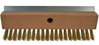 Picture of Bristles 4004 Industrial Strength Pizza Oven Stone Brush Scraper and Cleaner 10, Brown