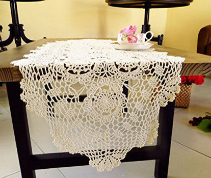 Picture of Laivigo Handmade Crochet Lace Table Cloth Doilies Doily,Rectangle,16 x 51 Inch,White
