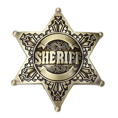 Picture of Sheriff Belt Buckle Western Cowboy Native American Motorcyclist (SRF-01-G)