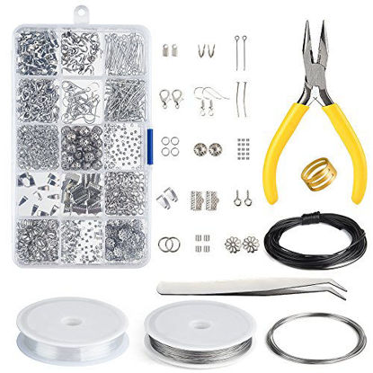 Picture of KUUQA Jewelry Making Kit Jewelry Findings Starter Kit Jewelry Beading Making and Repair Tools Kit