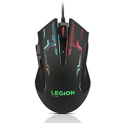 Picture of Lenovo Legion M200 RGB Gaming Mouse,5-button design,up to 2400 DPI with 4 levels DPI switch,7-color circulating-backlight,braided cable,comfort for playing,intuitive and easy to set-up,GX30P93886,Black
