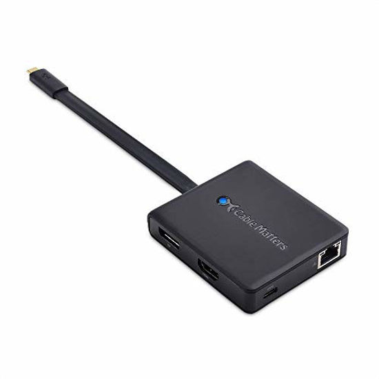 Picture of Cable Matters USB C Hub with HDMI, DisplayPort, VGA, USB 2.0, Fast Ethernet, 60W Charging - Thunderbolt 3 Port Compatible with MacBook Pro, Dell XPS, HP Spectre x360 and More