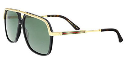 Picture of Gucci GG0200S 001 Black/Gold GG0200S Square Pilot Sunglasses Lens Category 3, 57-14-145