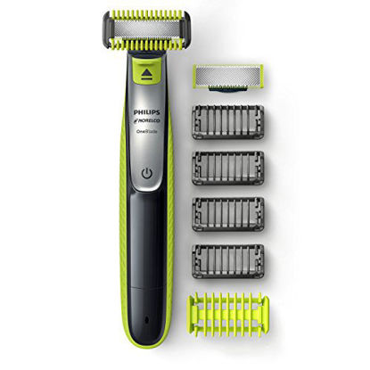 Picture of Philips Norelco OneBlade Face + Body, Hybrid Electric Trimmer and Shaver, QP2630/70, Black/Green/Silver
