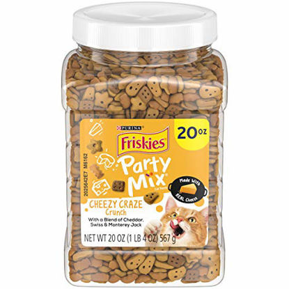 Picture of Purina Friskies Made in USA Facilities Cat Treats, Party Mix Cheezy Craze Crunch - 20 oz. Canister
