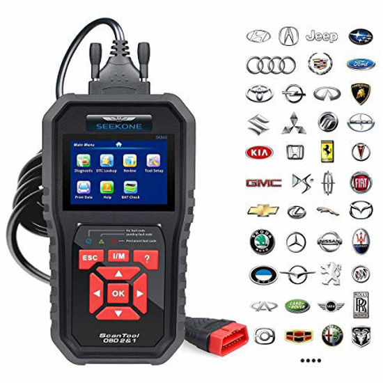 Picture of SEEKONE OBD2 Scanner Professional Car OBD II Scanner Auto Diagnostic Fault Code Reader Automotive Check Engine Light Diagnostic EOBD Scan Tool for All OBDII Protocol Cars Since 1996(Enhanced SK860)