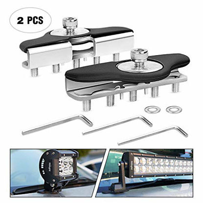 Picture of Nilight 90025B Led Light Bar Mounting Brackets 2pcs Universal Hood Led Work Light led Pods Mount Bracket Clamp Holder for SUV Truck Off Road Installed No Need Drilling, 2 Years Warranty