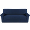 Picture of H.VERSAILTEX Stretch Sofa Covers 2 Piece for 3 Cushion Couch Covers Sofa Slipcovers Furniture Covers (Base Cover & Seat Cushion Cover) Feature Deluxe Textured Jacquard (Standard Sofa, Navy)