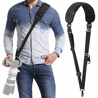 Picture of waka Rapid Camera Neck Strap with Quick Release and Safety Tether, Adjustable Camera Shoulder Sling Strap for Nikon Canon Sony Olympus DSLR Camera - Black