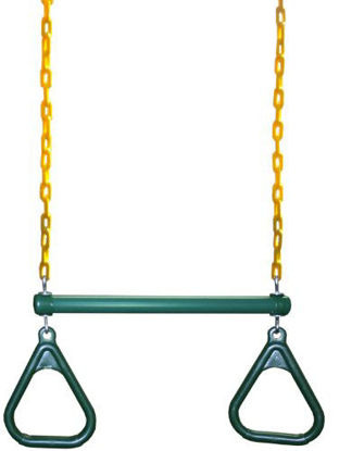 Picture of Eastern Jungle Gym Trapeze Bar and Gym Rings | Large Trapeze Bar- 20 with Coated 43 Chains | Playground Trapeze Bar and Rings