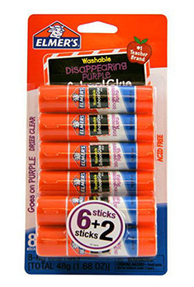 Picture of Elmer's Disappearing Purple School Glue Sticks, 0.21 oz Each, 8 Sticks per Pack (E1591)