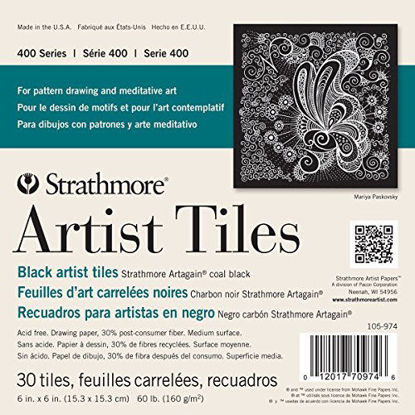 Picture of Strathmore (105-974 400 Series Artagain Artist Tiles, 6 by 6", Coal Black, 30 Sheets