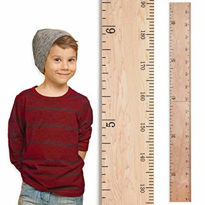 Picture of Growth Chart Art | Wooden Growth Chart Ruler for Boys + Girls | Growth Chart Ruler Kids Height Chart | Natural Schoolhouse Ruler with Inches/Centimeters
