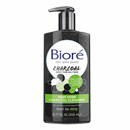 Picture of Bioré Deep Pore Charcoal Daily Face Wash, with Deep Pore Cleansing for Dirt and Makeup Removal From Oily Skin, 6.77 Ounce