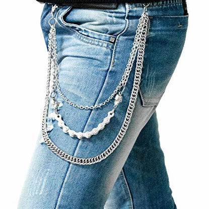 Picture of Beone Jean Chain,Skull Chain Punk Chain,Pants Chain and Biker Chain,Punk Rock Accessories and Wallet Chain for Men