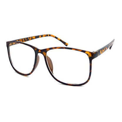 Picture of RETRO Oversized Nerd Thin Trendy Frame Clear Lens Eye Glasses TORTOISE