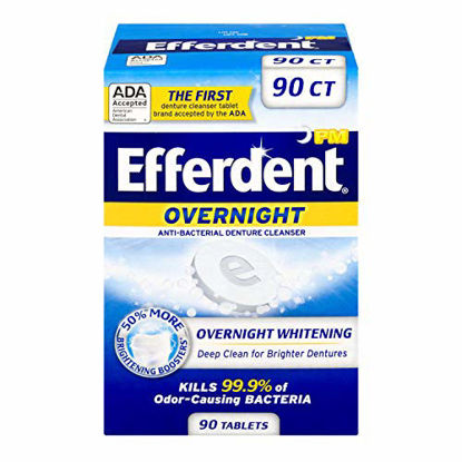 Picture of Efferdent PM Denture Cleanser Tablets, Overnight Whitening, 90 Count