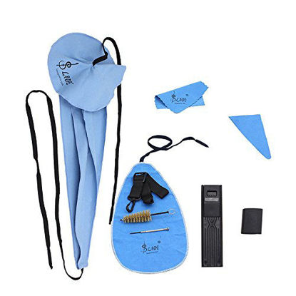 Picture of Andoer Saxophone Cleaning Care Kit Belt Thumb Rest Cushion Reed Case Mouthpiece Brush Mini Screwdriver Cleaning Cloth (Blue)