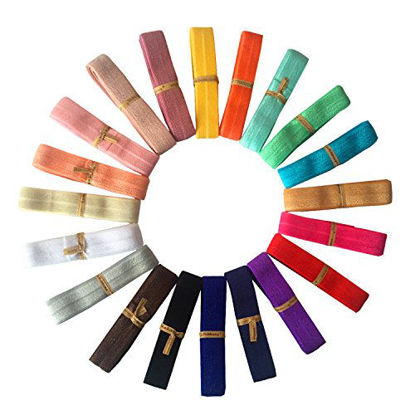 Picture of LaRibbons 5/8" Fold Over Elastic Stretch Foldover FOE Elastics for Hair Ties Headbands (20 Colors by 1 Yard)