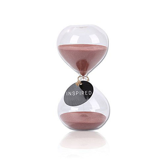 Picture of SWISSELITE Biloba 6 Inch Puff Sand Timer/Hourglass 60 Minutes - Cocoa Color Sand - Inspired Glass/Home, Desk, Office Decor