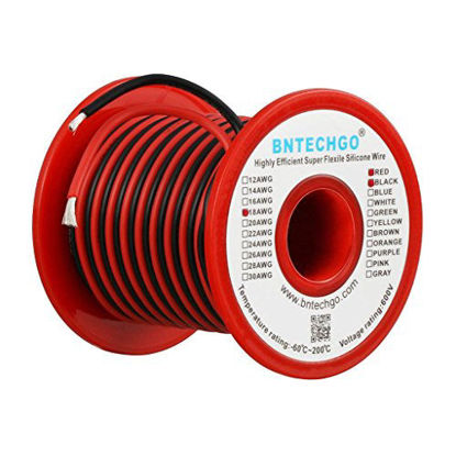 Picture of BNTECHGO 18 Gauge Silicone Wire Spool Red and Black Each 50ft 2 Separate Wires Flexible 18 AWG Stranded Copper Wire