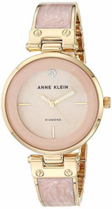Picture of Anne Klein Women's AK/2512LPGB Diamond-Accented Gold-Tone and Blush Pink Marbleized Bangle Watch