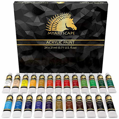 Picture of Acrylic Paint Set - 24 x 21ml Tubes - Heavy Body - Lightfast - Artist Quality Paints by MyArtscape