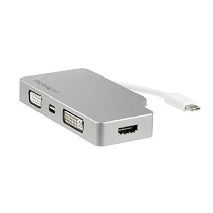 Picture of StarTech.com USB C Multiport Video Adapter with HDMI, VGA, Mini DisplayPort or DVI - USB Type C Monitor Adapter to HDMI 1.4 or mDP 1.2 (4K) - VGA or DVI (1080p) - Silver Aluminum (CDPVGDVHDMDP)