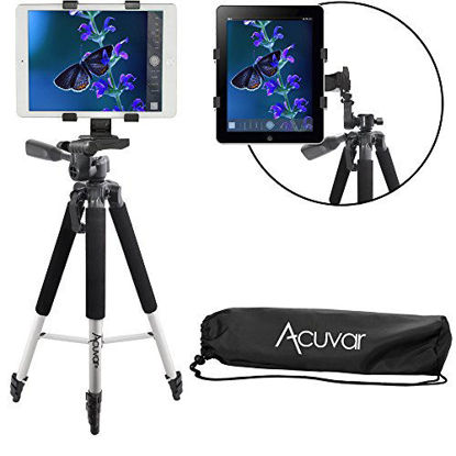 Picture of Acuvar 57" inch Pro Series Aluminum Tripod with an Acuvar Tablet Mount fits iPad, iPad Air, iPad Mini & Most Other Tablets