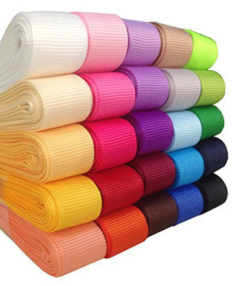Picture of Duoqu 75yd (25x3yd) 5/8" Solid Grosgrain Ribbon 25 Colors Assorted