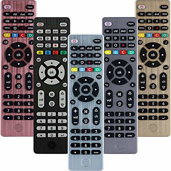 Picture of GE Universal Remote Control for Samsung, Vizio, LG, Sony, Sharp, Roku, Apple TV, RCA, Panasonic, Smart TVs, Streaming Players, Blu-ray, DVD, 4-Device, Silver, 33709