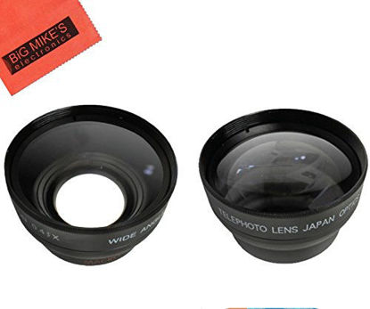 Picture of 43mm 2.2X Telephoto Lens + 43mm 0.43x Wide Angle Lens with Macro for Canon Vixia HF R80, HF R82, HF R800, HF R70, HF R72, HF R700, HF R30, HF R32, HFM40, HFM41, HFM50, HFM52, HFM400, HFM500 Camcorder