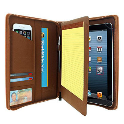 Picture of KHOMO Universal Tablet Padfolio Zippered Case for 8.5'' up to 11'' tablets - Brown - Compatible with iPad Air, Pro 11 and many others