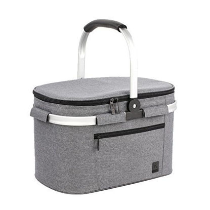Picture of ALLCAMP Insulated Cooler Bag portable Collapsible Picnic Basket Cooler with Sewn in Frame (Medium Gray)