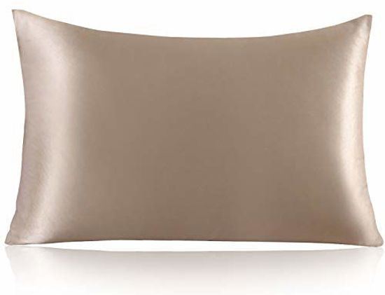 Picture of ZIMASILK 100% Mulberry Silk Pillowcase for Hair and Skin,with Hidden Zipper,Both Side 19 Momme Silk,600 Thread Count, 1pc (Queen 20''x30'', Taupe)