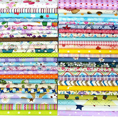 Picture of Misscrafts 50pcs 8" x 8" (20cm x 20cm) Top Cotton Craft Fabric Bundle Squares Patchwork DIY Sewing Scrapbooking Quilting Dot Pattern