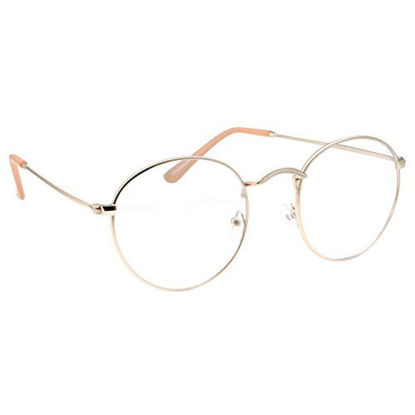 Picture of Retro Round Clear Lens Glasses Metal Frame - Gold
