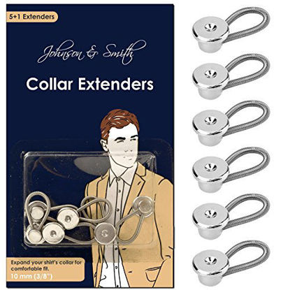 Picture of Johnson & Smith Collar Extenders / Neck Extender / Wonder Button for 1/2 Size Expansion of Men Dress Shirts, 5 +1 Pack, 3/8"