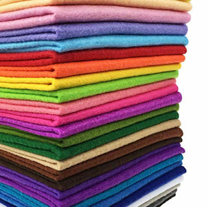 Picture of Misscrafts 28pcs 12" x 8" (30cm x 20cm) 1.4mm Thick Soft Felt Nonwoven Fabric Sheet Pack DIY Craft Patchwork Sewing Square Assorted Colors with Thread Bag