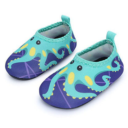 Picture of JIASUQI Summer Casual Skin Water Shoes Socks for Baby,Sand Swim Surf Aerobics,Green Octopus 18-24 Months