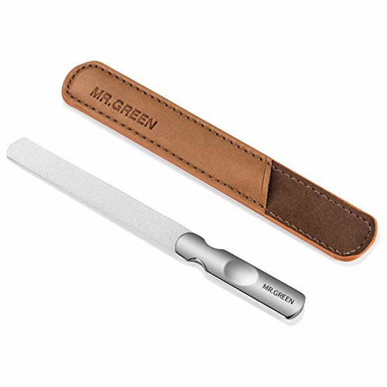 Picture of Stainless Steel Nail File with Anti-Slip Handle and Leather Case, Double Sided and Files Nails Easily for Men and Woman